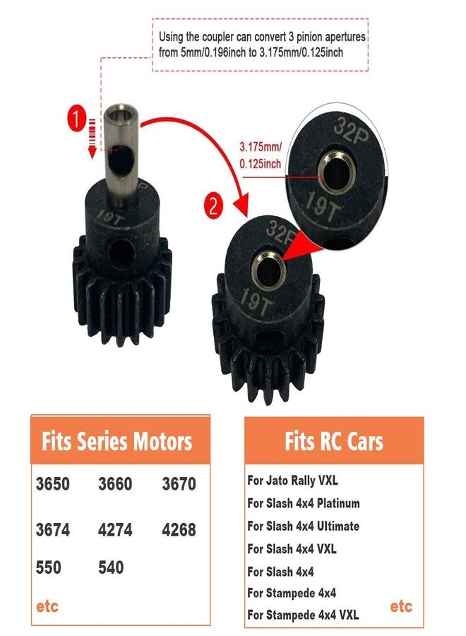 GLOBACT مجموعة تروس Globact 54T 0.8 32 Pitch المعدنية الفولاذية 3956 مع تروس صغيرة 15T/17T/19T لسيارات Traxxas Slash 4x4 4WD/2WD VXL Rally VXL Stampede 4x4 1/10 Summit 1/10 E-REVO - Image 2